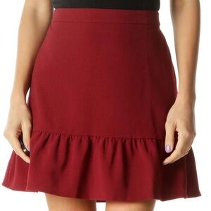 J. Crew Red Skater Mini Skirt with Ruffles